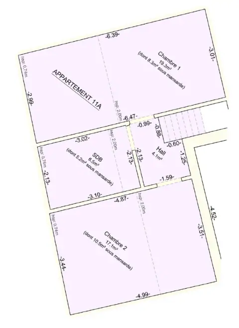 Aperçu du plan du premier étage de l’appartement 11A